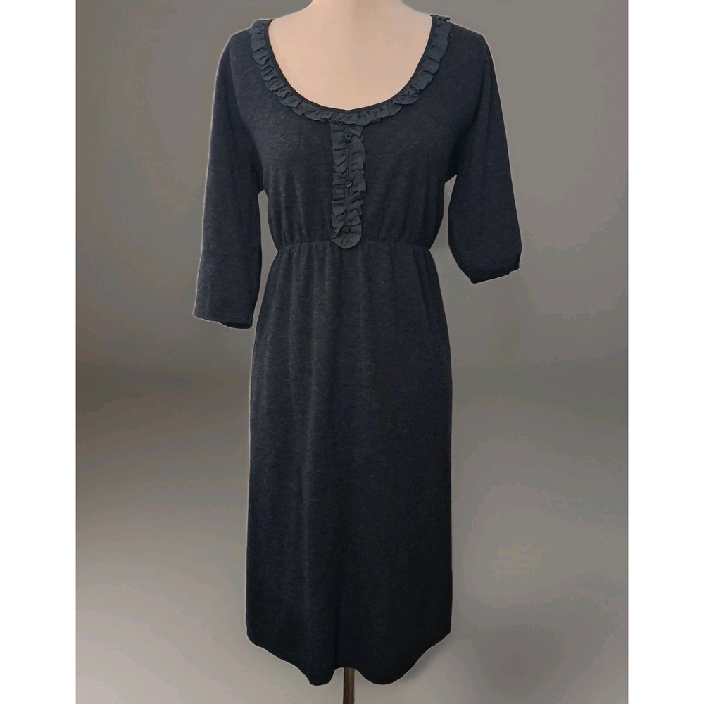 Splendid Urban Outfitters Womens Gray Wool Cashmere Blend Knit Ruffle Dress Sz L - Picture 1 of 13